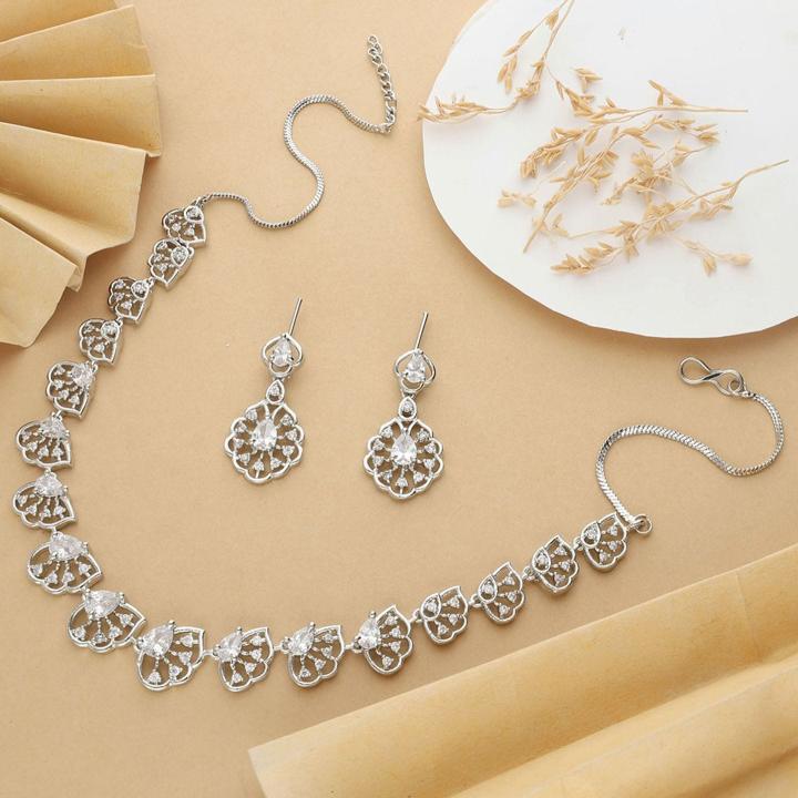 Anti tranish american diamond necklace set 904 Artificial jewellery exporters in Surat